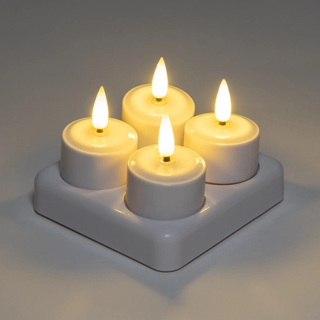 Anna's Collection LED-theelichten 3D-vlam met lont - D3,8xH5cm Wit 4 stuks - afbeelding 3