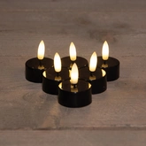 Anna's Collection LED-theelichten 3D-vlam op batterijen - Zwart 6 stuks - afbeelding 2