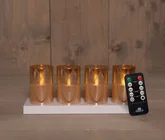 Anna's Collection LED-theelichten in glas oplaadbaar - Goud 4 stuks - afbeelding 3