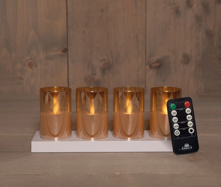 Anna's Collection LED-theelichten in glas oplaadbaar - Goud 4 stuks - afbeelding 4