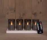Anna's Collection LED-theelichten in glas oplaadbaar - Grijs 4 stuks - afbeelding 4