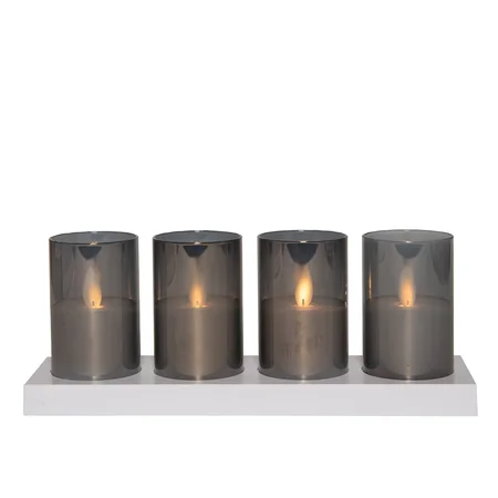 Anna's Collection LED-theelichten in glas oplaadbaar - Grijs 4 stuks - afbeelding 1