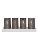 Anna's Collection LED-theelichten in glas oplaadbaar - Grijs 4 stuks - afbeelding 1