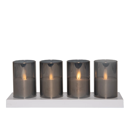 Anna's Collection LED-theelichten in glas oplaadbaar - Grijs 4 stuks - afbeelding 2