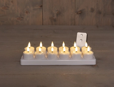 Anna's Collection LED-theelichten oplaadbaar - D3,8xH5cm Wit 12 stuks - afbeelding 2