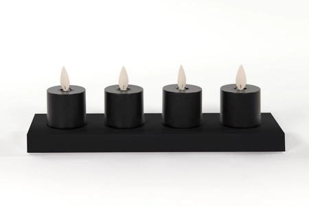 Anna's Collection LED-theelichten oplaadbaar - D3,8xH6cm Zwart 4 stuks - afbeelding 2