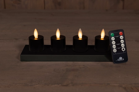 Anna's Collection LED-theelichten oplaadbaar - D3,8xH6cm Zwart 4 stuks - afbeelding 3