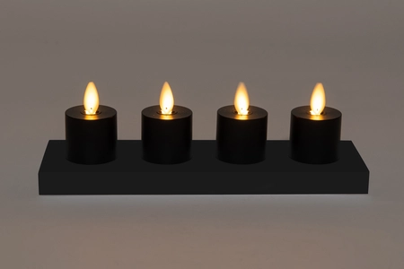 Anna's Collection LED-theelichten oplaadbaar - D3,8xH6cm Zwart 4 stuks - afbeelding 4