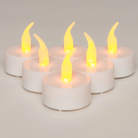 Anna's Collection LED-theelichten vlameffect met timer - Geel 6 stuks - afbeelding 3