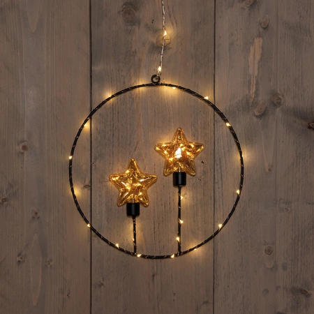 Anna's Collection Lichtcirkel met twee sterren - Zwart