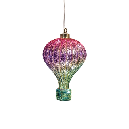 Anna's Collection Ornament glas luchtballon met verlichting - B 10,5 x H 16 cm