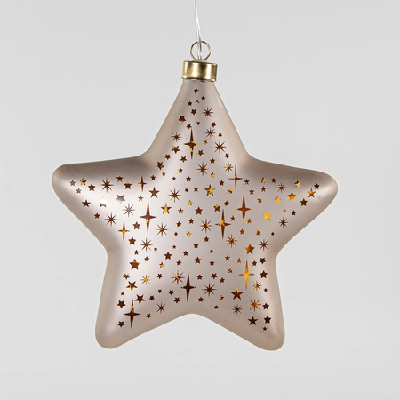 Anna's Collection Ornament glas ster mat champagne warm wit - B 19 cm