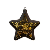 Anna's Collection Ornament glas ster zwart met verlichting warm wit - B 19 cm