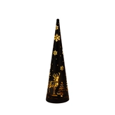 Anna's Collection Verlichte kegel 20 LED - D10xH34,5cm Zwart - afbeelding 1