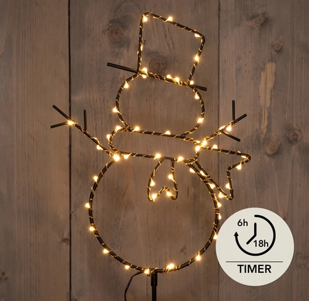 Anna's Collection Verlichte sneeuwpop 56 LED - B23xH100cm Zwart - afbeelding 2
