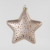 Anna's Collection Verlichte ster glas sterrenmotief - H19cm Champagne - afbeelding 1