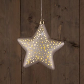 Anna's Collection Verlichte ster glas sterrenmotief - H19cm Champagne - afbeelding 3