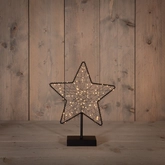 Anna's Collection Verlichte ster op voet metaal - B28xH34,5cm Zwart
