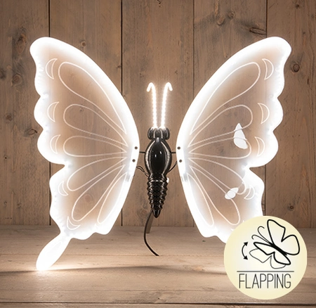 Anna's Collection Vlinder met verlichting en fladdereffect warm wit - 60 cm - afbeelding 1