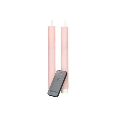 (2X) Roze Rustiek Wax Diner Kaars 23Cm Bew. Vlam Ab 2Xaa
