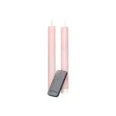 (2X) Roze Rustiek Wax Diner Kaars 23Cm Bew. Vlam Ab 2Xaa