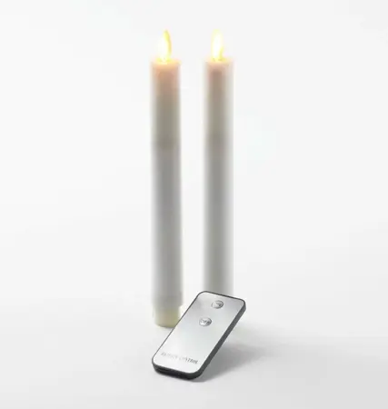 (2X) Rustiek Wit Wax Diner Kaars 23Cm Bew. Vlam Met Ab 2Xaa