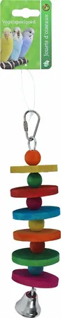 BAL+CIRKELS HOUT MET METALEN BEL 21CM