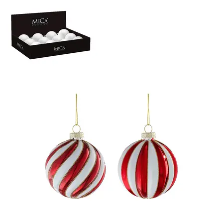 Bal glas rood (1 stuk, div. soorten)  d8cm