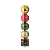 Bal onbreekbaar goud rood d.groen 5 stuks - d15cm