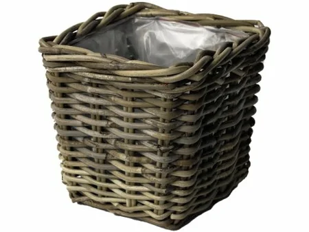 Van der Leeden Basket Rattan 14X14H13CM Grey
