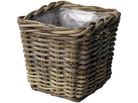 Basket Rattan 21X21H19CM Grey - Square - afbeelding 2