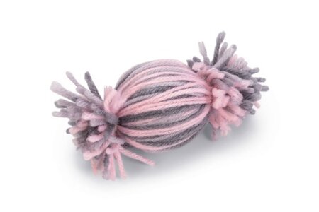 Beeztees Toffee Bal Toffy - Kattenspeelgoed - Wol - Grijs/Roze - 10x5x5 cm