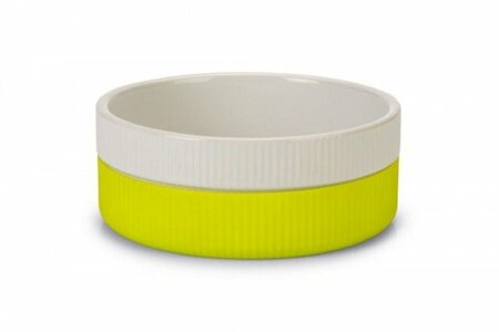 Beeztees Voer- en Drinkbak Nuf - Hond - Keramiek+Silicone - Wit Groen - 15,5 cm