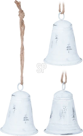 Bel Met Jute Hanger 9X13cm Wit - afbeelding 1