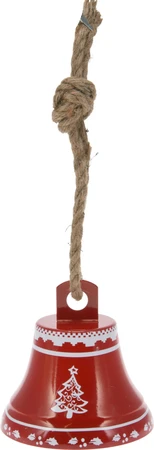 Bel Met Jute Touw 17X17cm Rood - afbeelding 4
