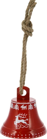 Bel Met Jute Touw 17X17cm Rood - afbeelding 2