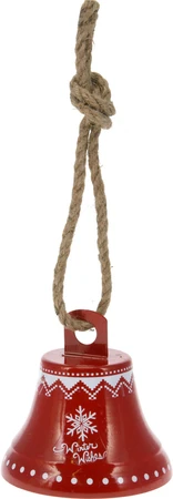 Bel Met Jute Touw 17X17cm Rood - afbeelding 3