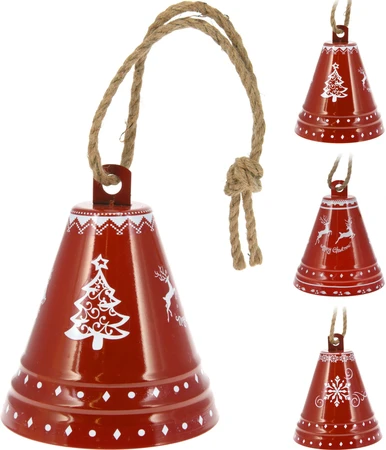 Bel Met Jute Touw 19X23cm Rood - afbeelding 1