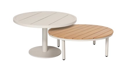 Belize salontafel set van 2 D89xH30 teak / D69xH41cm aluminium - afbeelding 1