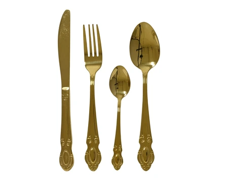 Bestekset rvs L25b17h6cm goud 16st - afbeelding 1