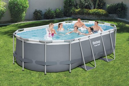 Bestway zwembad power steel set ovaal grijs 427 - afbeelding 3