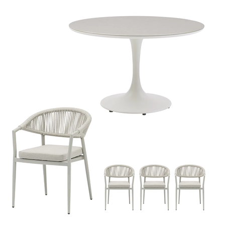 Bo ronde dining set zand voor 4 personen - afbeelding 1