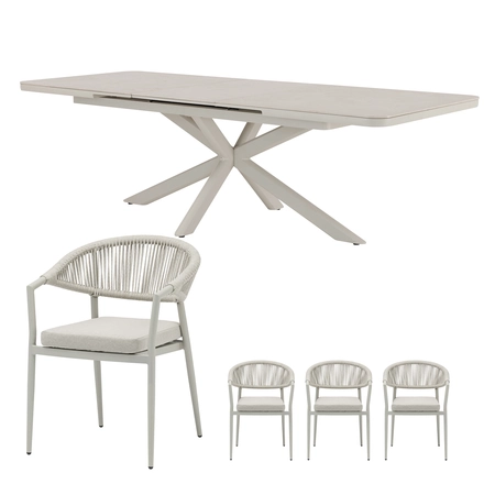 Bo uitschuifbare dining set zand voor 8 personen - afbeelding 1