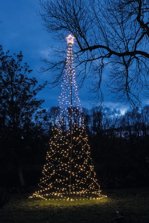 Anna's Collection Vlaggenmast Verlichting Boom Met Ster met Paal Ø160X500 836 LED Klassiek warm