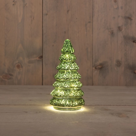Boompje glas led 18.5x9.5cm m.groen - afbeelding 2