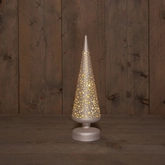 Boompje glas sterren 30cm champagne