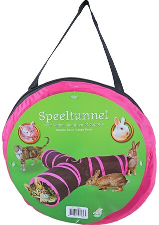 Boon speeltunnel nylon ‘Y’ model zwart/roze 85x25 cm