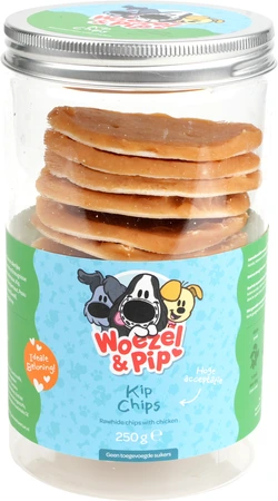 BUFFELHUID CHIPS MET KIP IN POT 250 GRAM
