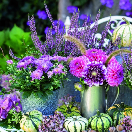 Buitencanvas bloemen paars 58x58cm