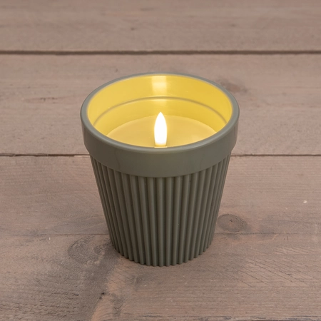 Buitenkaars in pot 11x11x11cm olijf